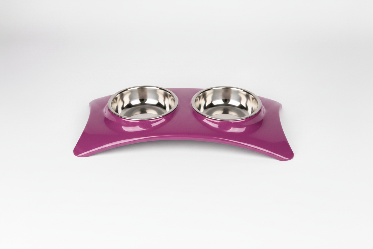 Stainless Double Eating Bowl Pink