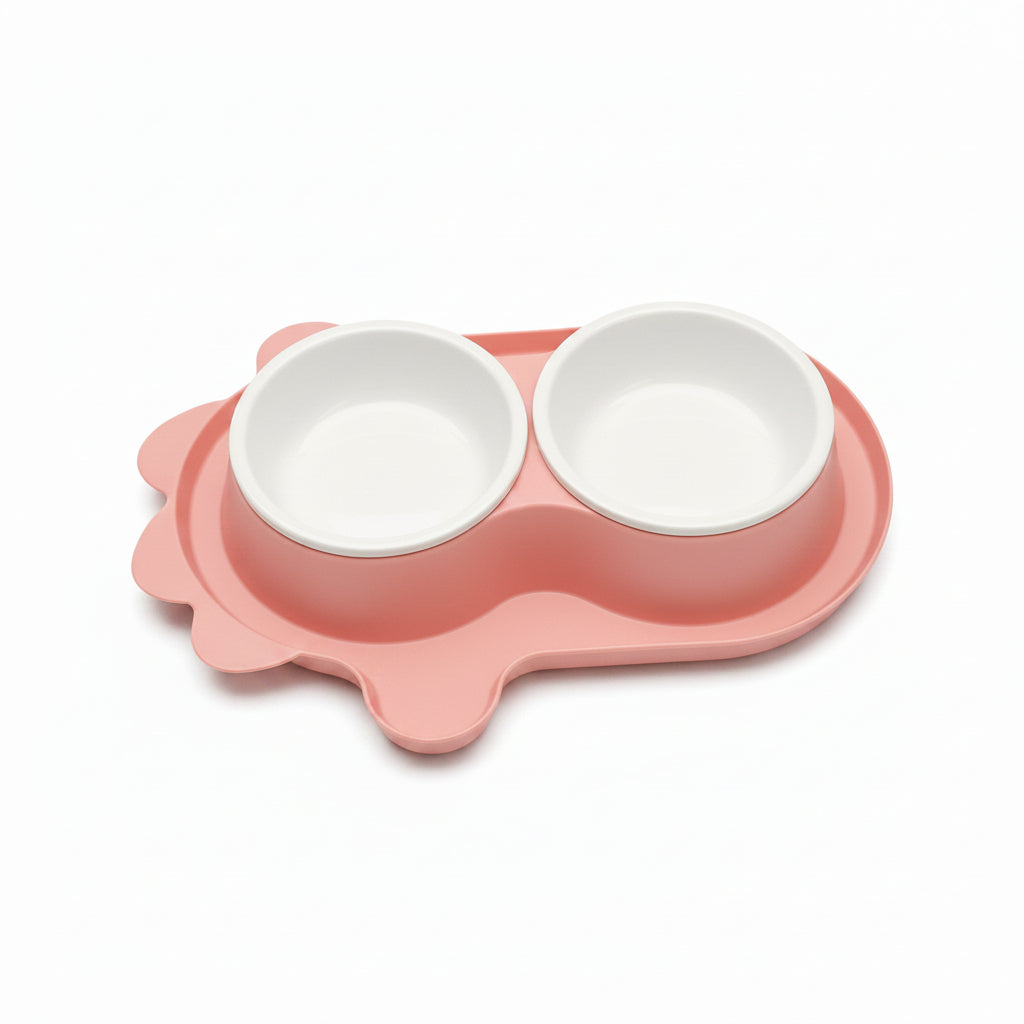 Double Plastic Eating Bowl Large pink