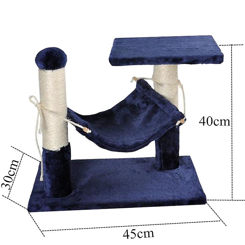 Blue Cat Tree Scratching Post with Hammock