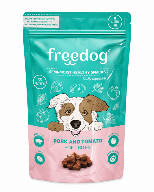 Semi-Moist Snack Freedog Pork & Tomato 100gr