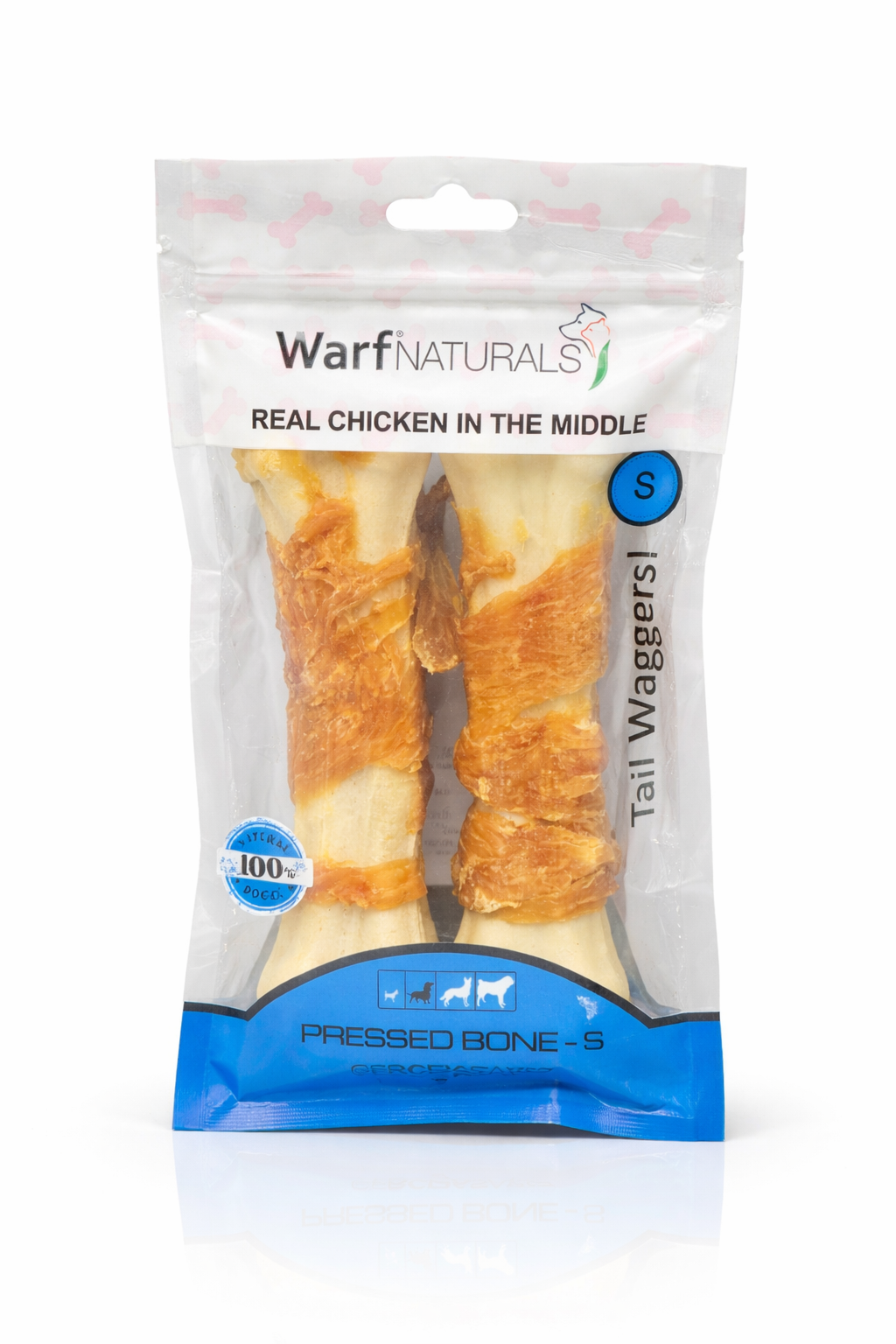 Natural Pressed Bone with Real Chicken Warf 2pc