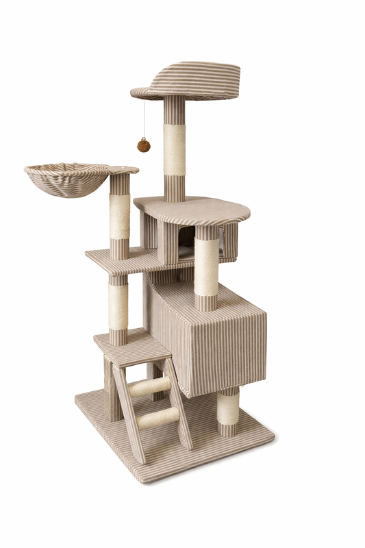 Coffee Stripes Scratching Cat Tower
