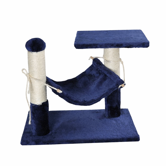 Blue Cat Tree Scratching Post with Hammock