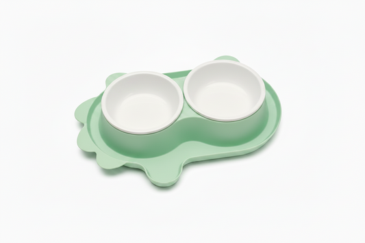Double  Plastic Eating Bowl Large green