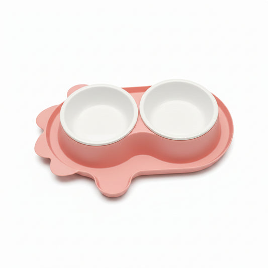 Double  Plastic Eating Bowl Large pink