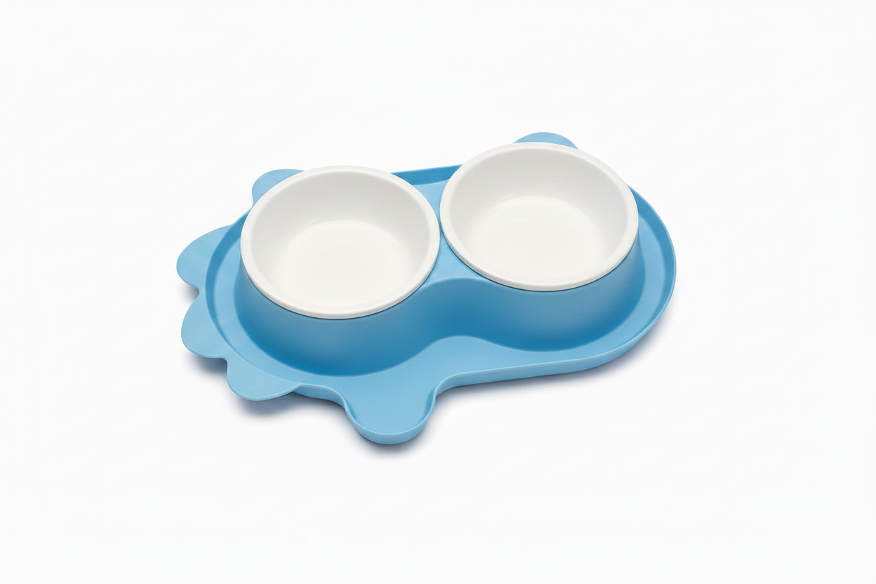 Double  Plastic Eating Bowl Large blue