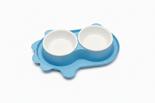 Double  Plastic Eating Bowl Large blue